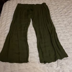 Olive green, wide leg pants